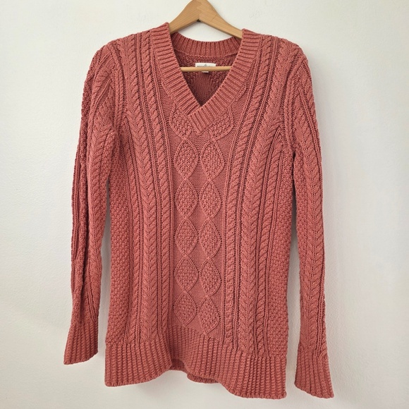 LL Bean Women's Signature Cotton Fisherman Sweater, V-Neck Tunic - Picture 1 of 9